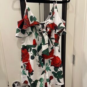 Forever 21 Floral Romper - Red and Green